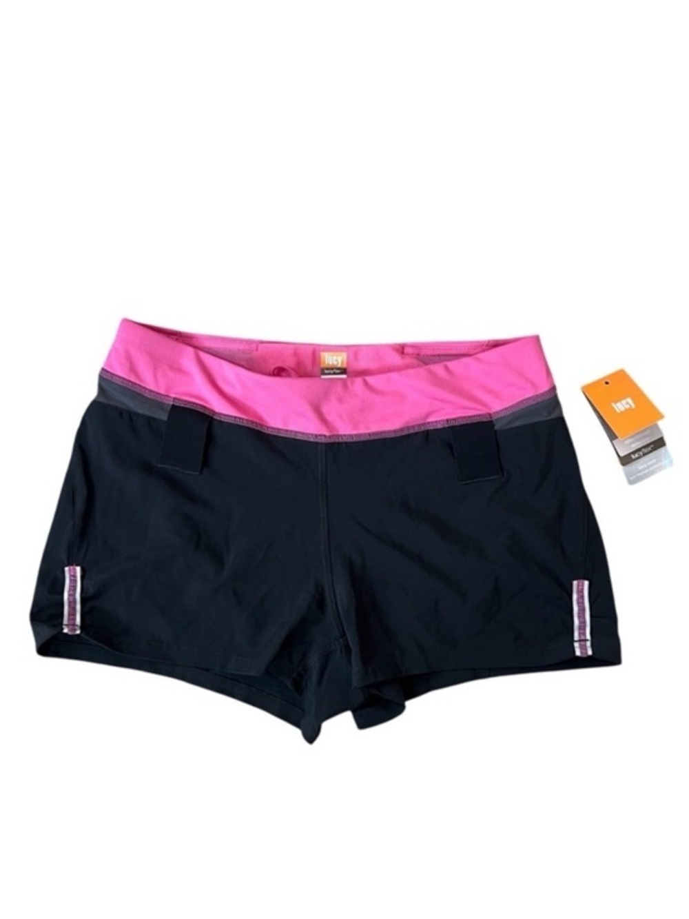 NWT Lucy Lucyflex Spandex Shorts in Black and Pink Running Shorts Size Small